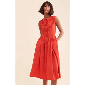 Anthropologie Naya Rea Via Midi Dress Red, Size 8 - runs small, is more like a 6